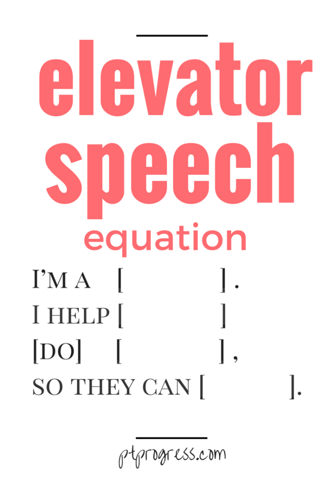 elevator speech equation