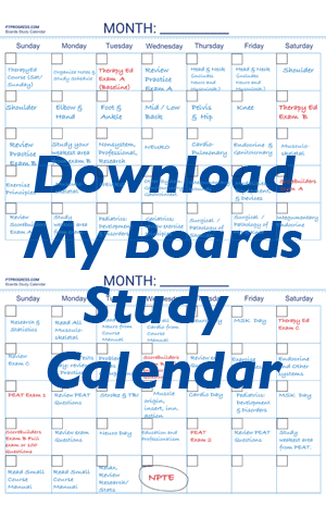 PT boards study calendar