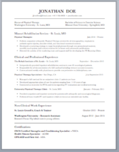 PT Resume Example