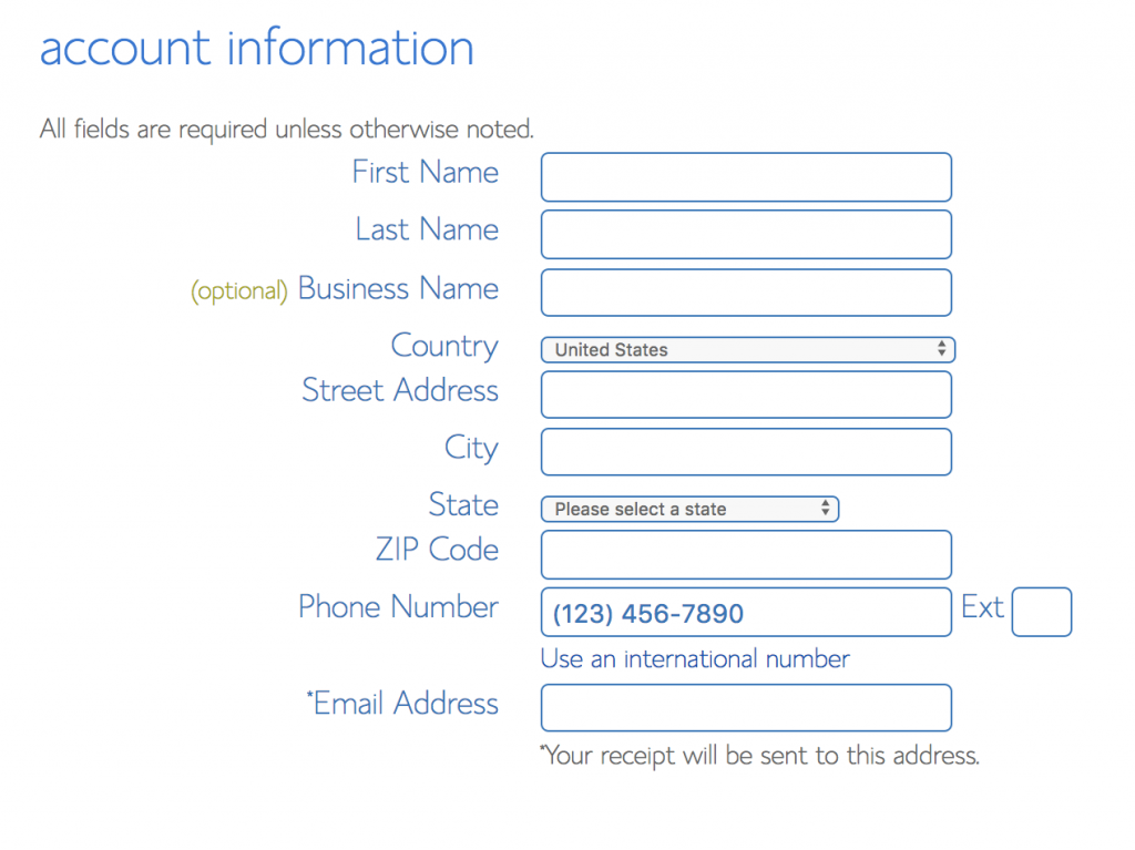 bluehost account info