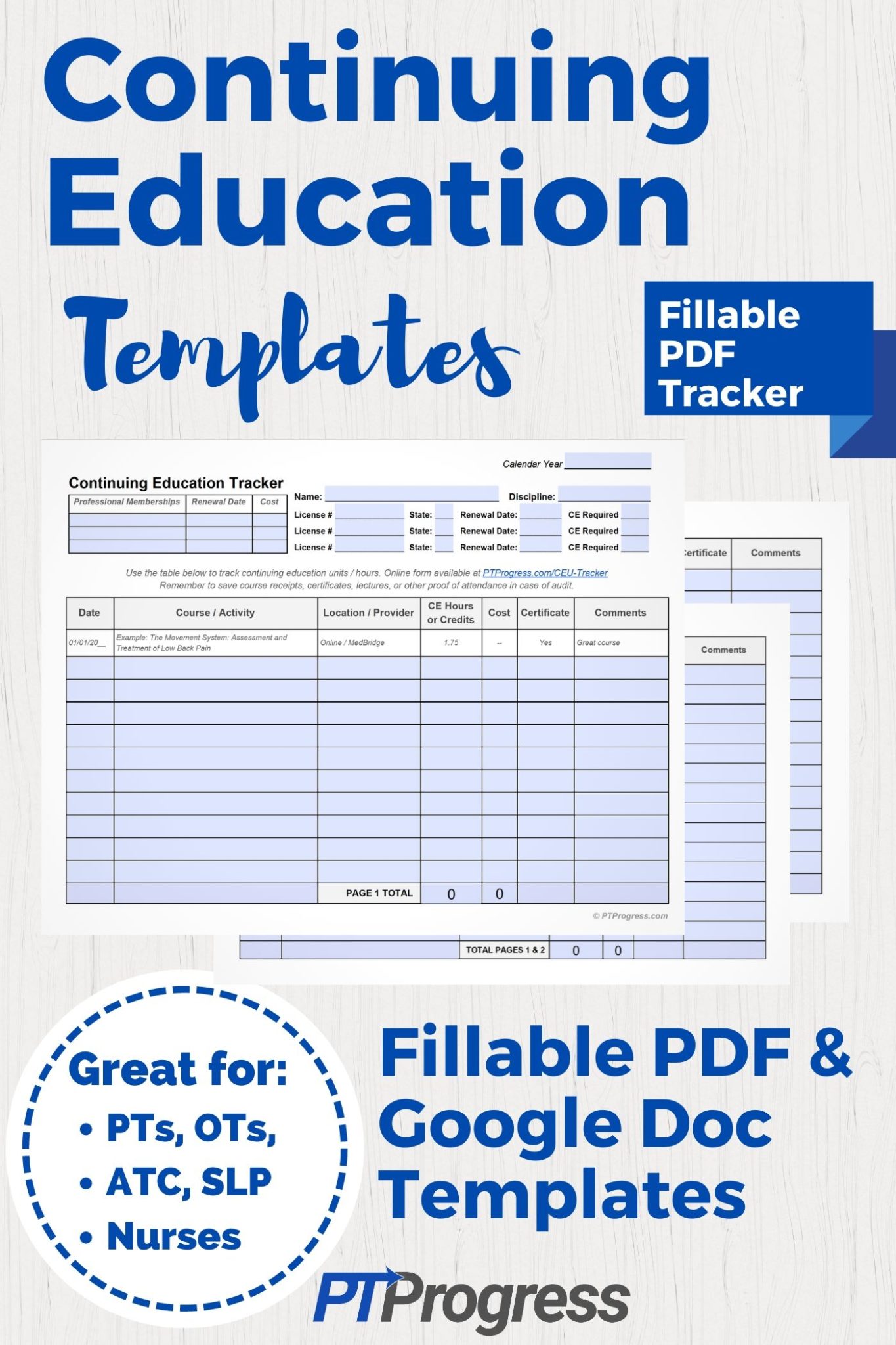 CEU Tracker: A Fillable Template to Track Continuing Education With Continuing Education Certificate Template