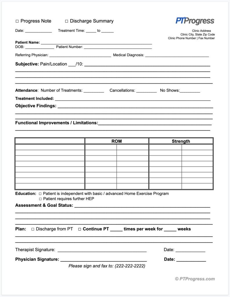 Progress Note Template Internal Medicine